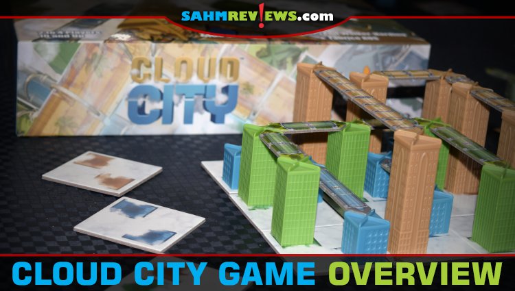 Attempt to build high-rise buildings and connect them with skywalks in Cloud City, a city-building game from Blue Orange Games. - SahmReviews.com