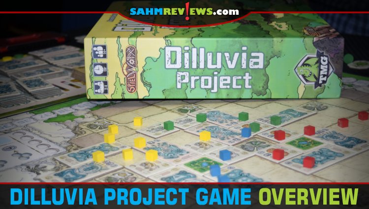 With many different options and actions, Dilluvia Project from Tasty Minstrel Games can look complicated, but it's not as overwhelming as it seems. - SahmReviews.com