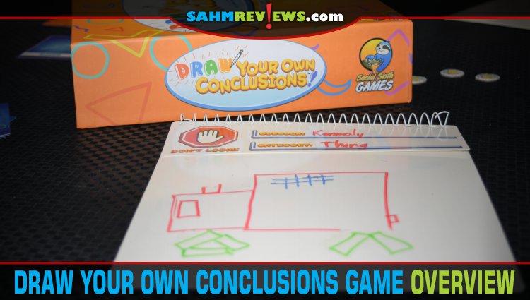 Take turns drawing shapes on an image for the guesser to figure it out in Draw Your Own Conclusions cooperative drawing game from Social Sloth Games. - SahmReviews.com