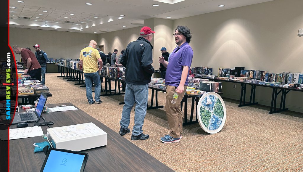 Tables and tables filled with games for sale! Great Plains Game Festival attendees participated in a swap meet that ran throughout the convention weekend. - SahmReviews.com