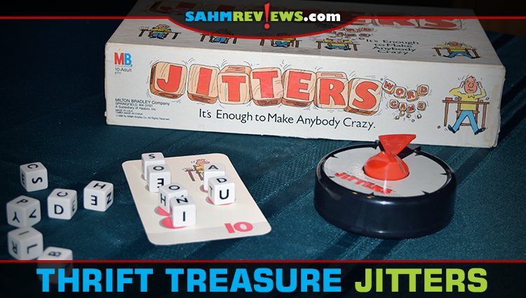 Milton Bradley's Jitters is a speed word game with a push-your-luck mechanic that is anxiety-inducing! Find out about this mid-80's Thrift Treasure! - SahmReviews.com