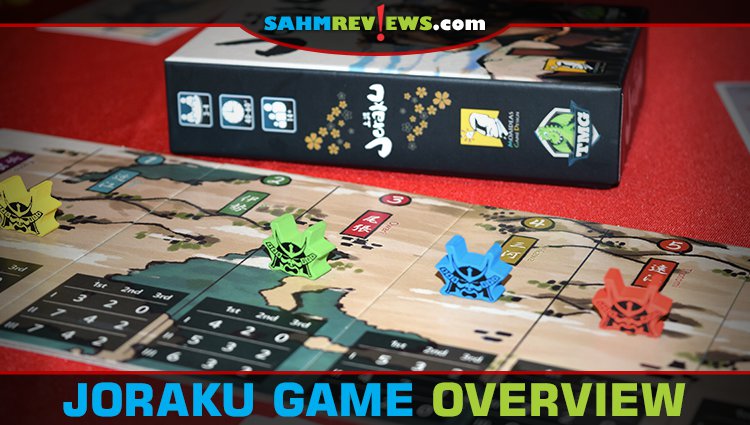 Joraku from Tasty Minstrel Games utilizes a combination of trick-taking and area control game mechanics to put a twist on the traditional trump card game. - SahmReviews.com