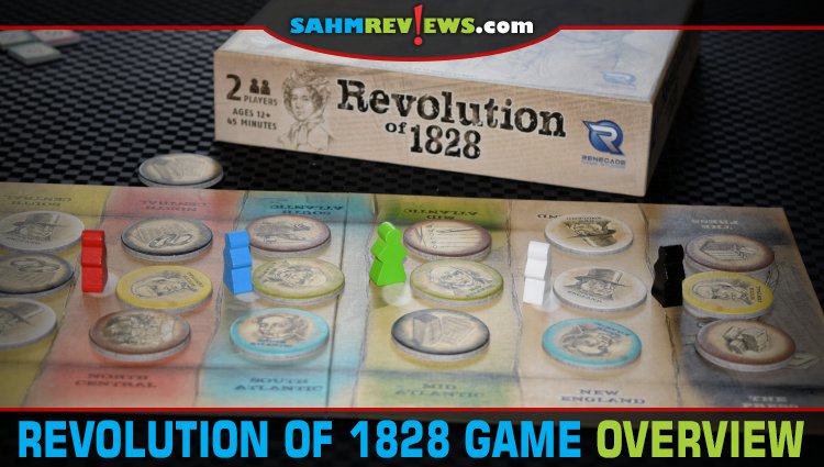 Revolution of 1828 by Renegade Game Studios is a 2-person political game about history's first smear campaign for the office of U.S. president. - SahmReviews.com