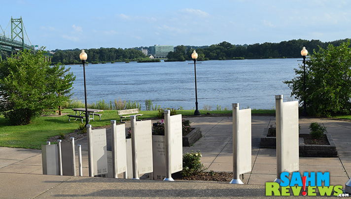 Leach Park in Bettendorf displays the Mississippi River locks and dams as art. - SahmReviews.com 