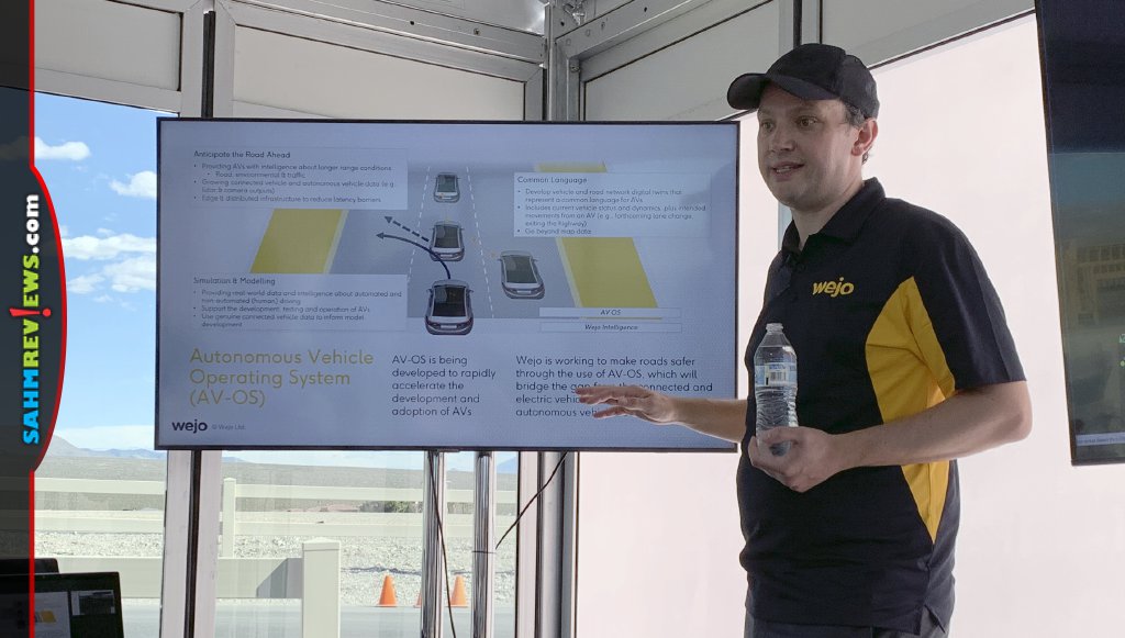 Wejo Founder & CEO Richard Barlow explaining Autonomous Vehicle Operating System (AV-OS) during Data in the Desert. - SahmReviews.com